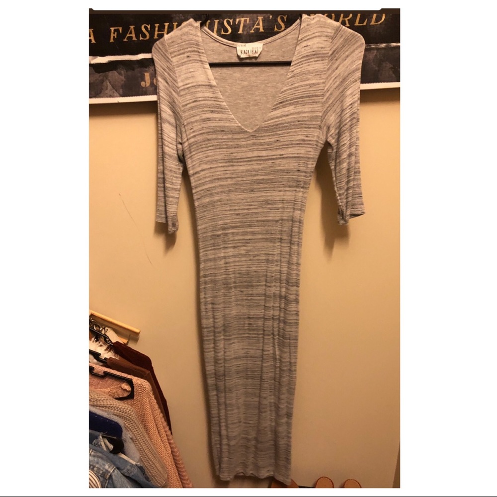 Black/Bead // Marled Grey Midi Dress